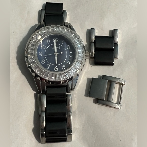 BURGI One of a kind black watch with crystal accents! Brand new, never used! - Picture 1 of 7